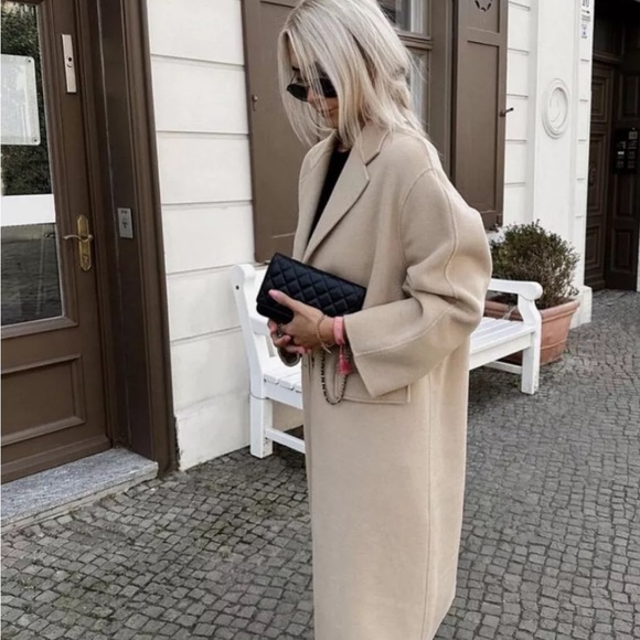 ZARA FW24 CAMEL DOUBLE FACED WOOL COAT S/M and M/L available NWT - Picture 4 of 10